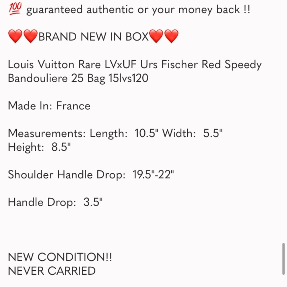 ๐โจ COLLECTORS โจ๐ BRAND NEW LOUIS VUITTON BANDOULIERE SPEEDY - Picture 7 of 7